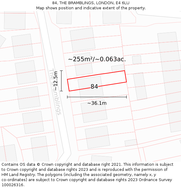 84, THE BRAMBLINGS, LONDON, E4 6LU: Plot and title map