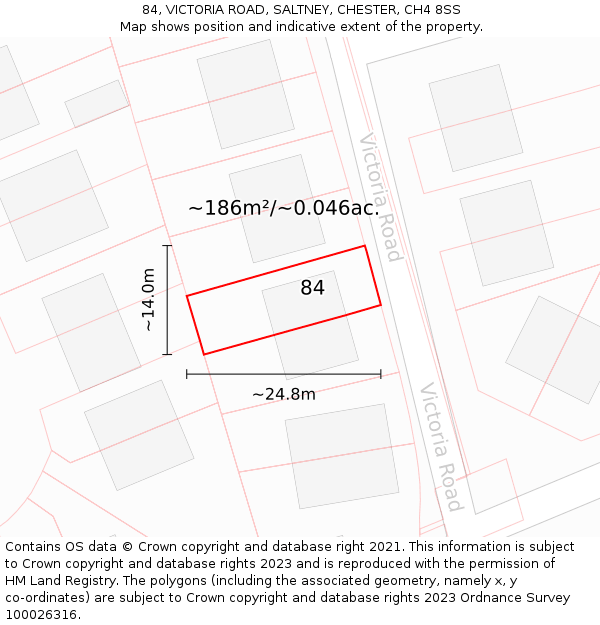 84, VICTORIA ROAD, SALTNEY, CHESTER, CH4 8SS: Plot and title map