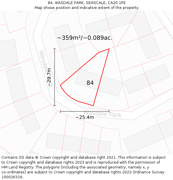 84, WASDALE PARK, SEASCALE, CA20 1PE: Plot and title map