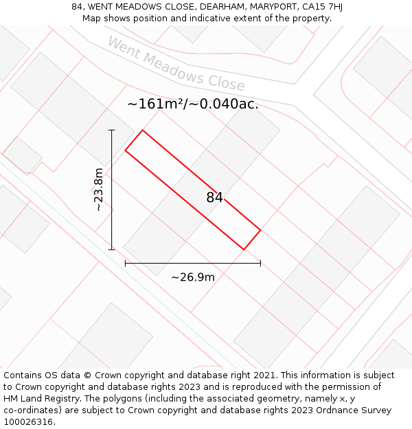 84, WENT MEADOWS CLOSE, DEARHAM, MARYPORT, CA15 7HJ: Plot and title map