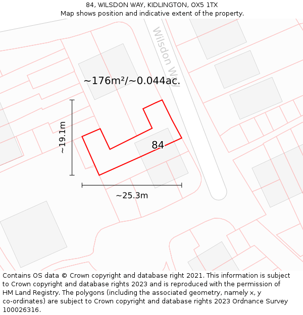 84, WILSDON WAY, KIDLINGTON, OX5 1TX: Plot and title map
