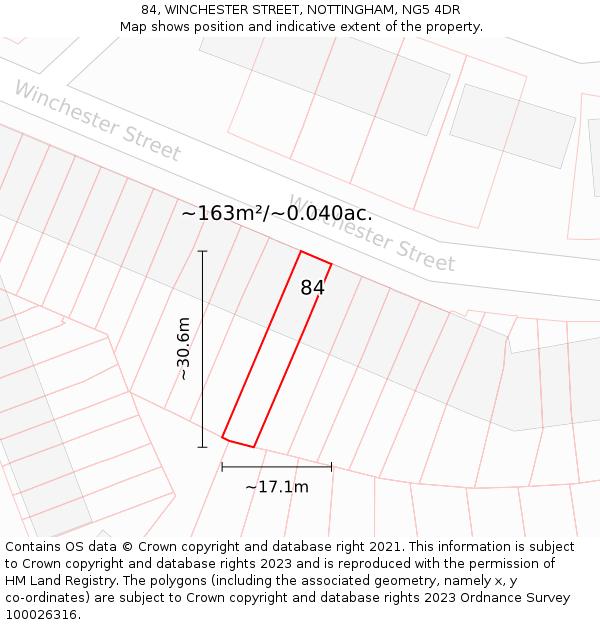 84, WINCHESTER STREET, NOTTINGHAM, NG5 4DR: Plot and title map