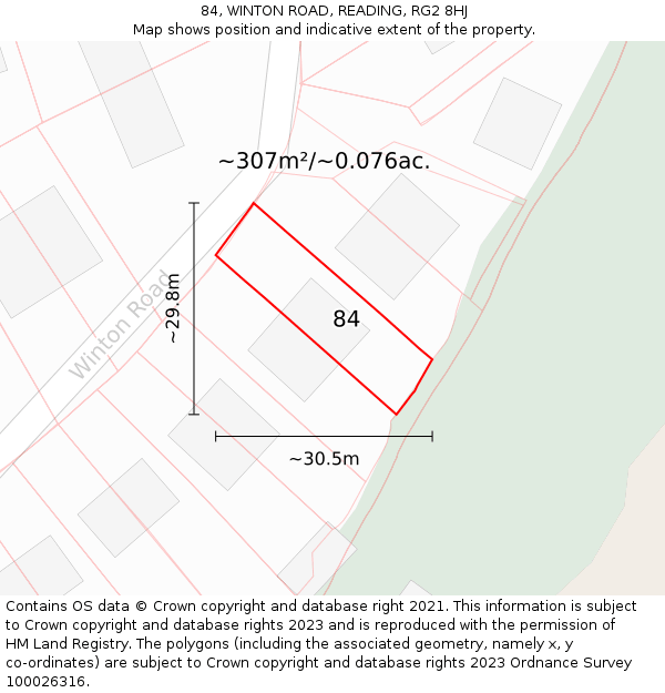 84, WINTON ROAD, READING, RG2 8HJ: Plot and title map