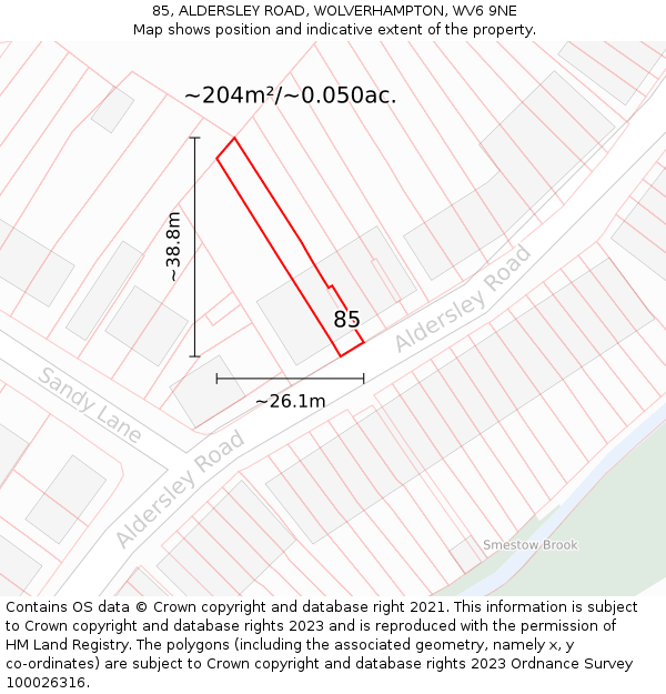 85, ALDERSLEY ROAD, WOLVERHAMPTON, WV6 9NE: Plot and title map
