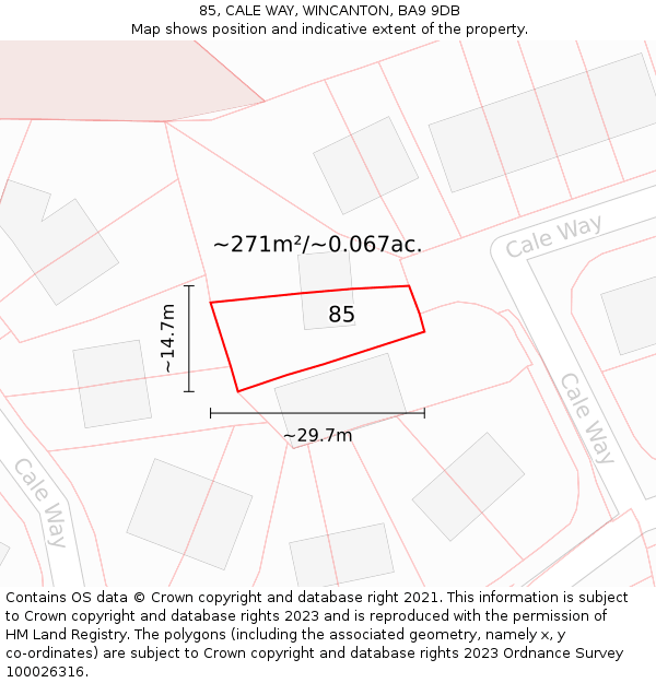 85, CALE WAY, WINCANTON, BA9 9DB: Plot and title map