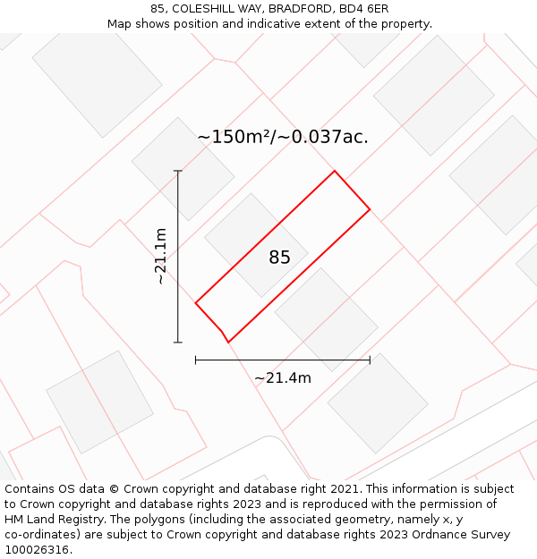 85, COLESHILL WAY, BRADFORD, BD4 6ER: Plot and title map
