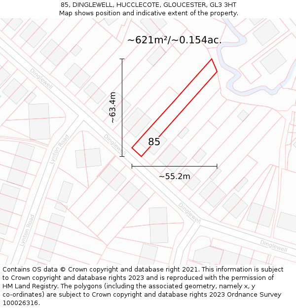 85, DINGLEWELL, HUCCLECOTE, GLOUCESTER, GL3 3HT: Plot and title map