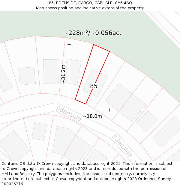 85, EDENSIDE, CARGO, CARLISLE, CA6 4AQ: Plot and title map