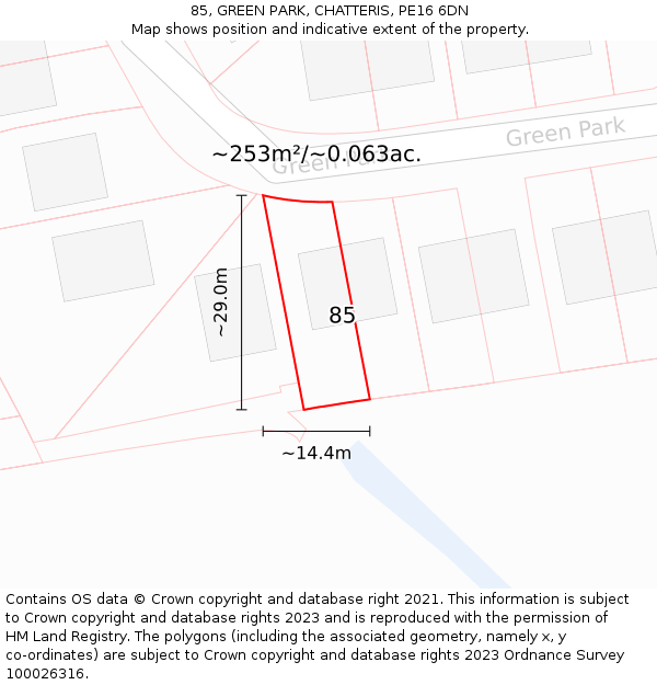 85, GREEN PARK, CHATTERIS, PE16 6DN: Plot and title map