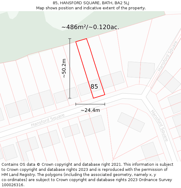 85, HANSFORD SQUARE, BATH, BA2 5LJ: Plot and title map