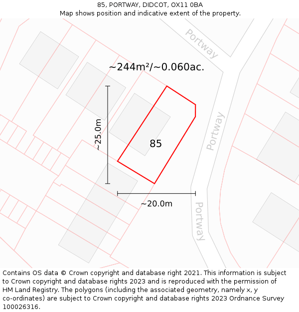 85, PORTWAY, DIDCOT, OX11 0BA: Plot and title map