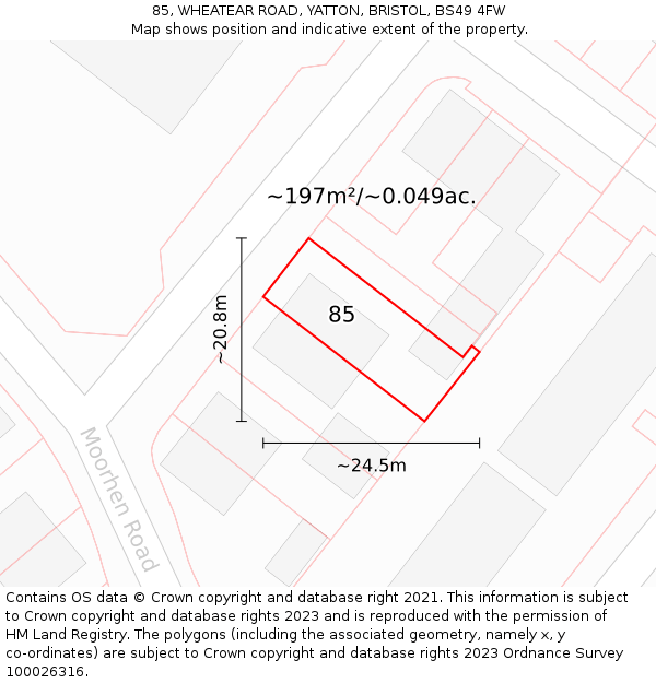85, WHEATEAR ROAD, YATTON, BRISTOL, BS49 4FW: Plot and title map