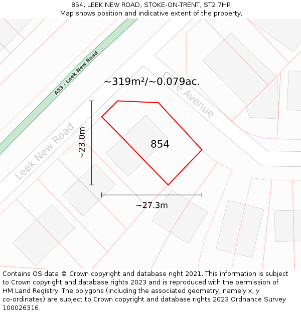 854, LEEK NEW ROAD, STOKE-ON-TRENT, ST2 7HP: Plot and title map