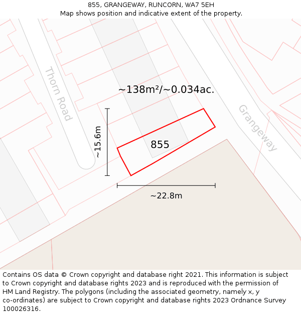 855, GRANGEWAY, RUNCORN, WA7 5EH: Plot and title map