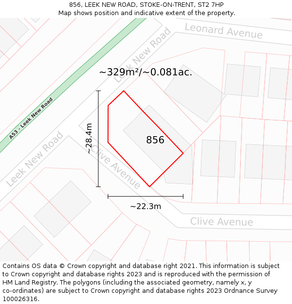 856, LEEK NEW ROAD, STOKE-ON-TRENT, ST2 7HP: Plot and title map