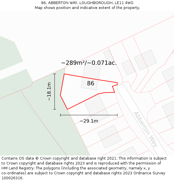 86, ABBERTON WAY, LOUGHBOROUGH, LE11 4WG: Plot and title map
