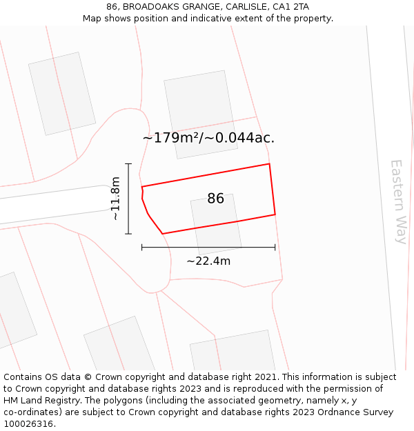 86, BROADOAKS GRANGE, CARLISLE, CA1 2TA: Plot and title map