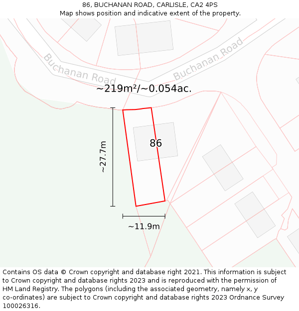 86, BUCHANAN ROAD, CARLISLE, CA2 4PS: Plot and title map