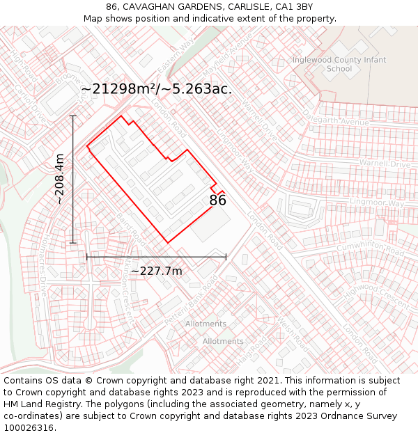 86, CAVAGHAN GARDENS, CARLISLE, CA1 3BY: Plot and title map