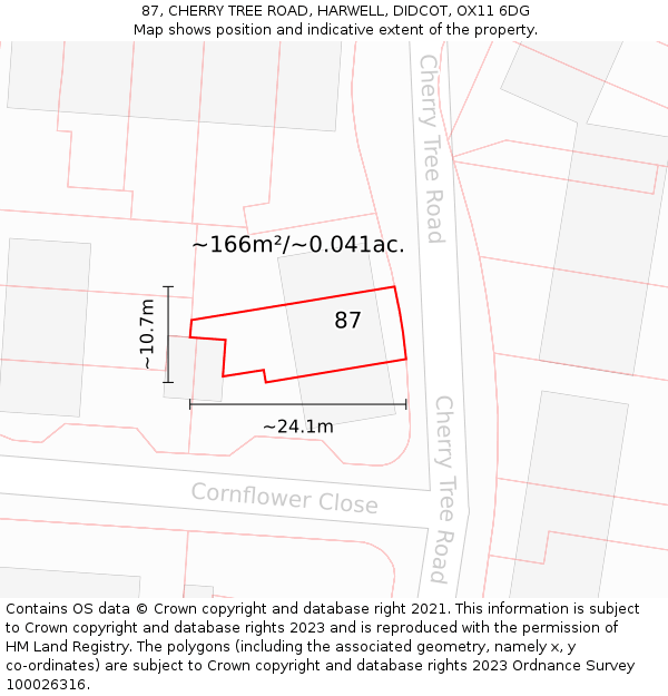 87, CHERRY TREE ROAD, HARWELL, DIDCOT, OX11 6DG: Plot and title map