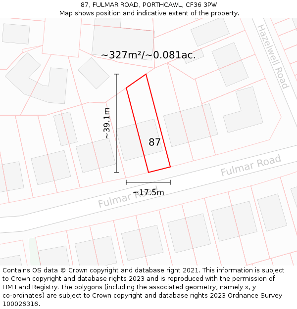 87, FULMAR ROAD, PORTHCAWL, CF36 3PW: Plot and title map