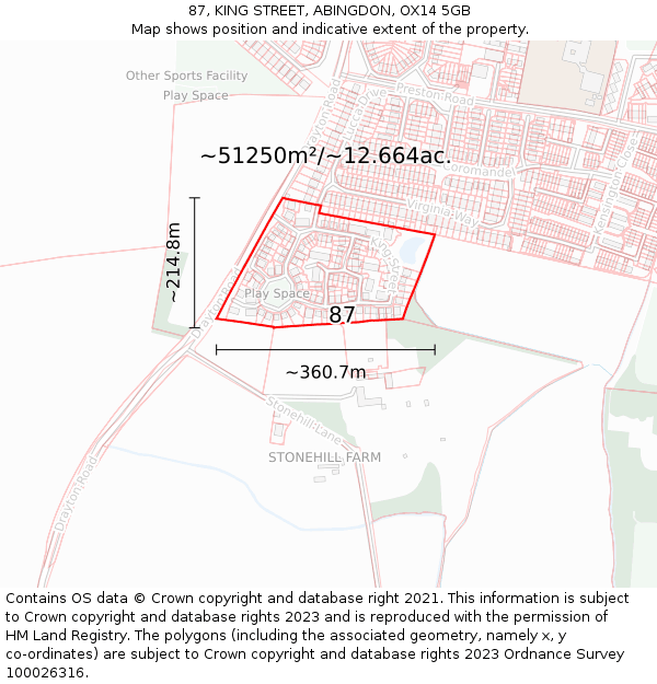 87, KING STREET, ABINGDON, OX14 5GB: Plot and title map