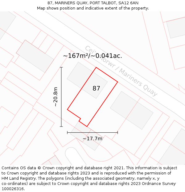 87, MARINERS QUAY, PORT TALBOT, SA12 6AN: Plot and title map