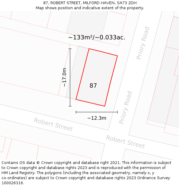 87, ROBERT STREET, MILFORD HAVEN, SA73 2DH: Plot and title map