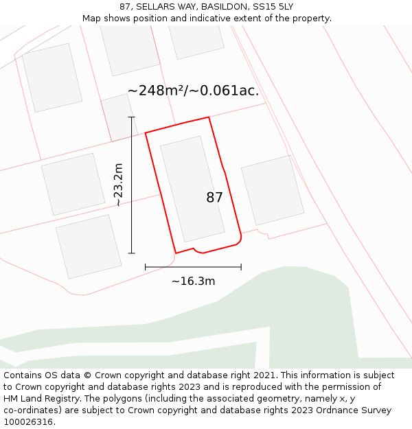 87, SELLARS WAY, BASILDON, SS15 5LY: Plot and title map
