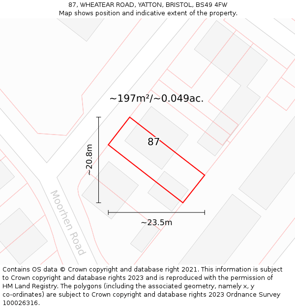87, WHEATEAR ROAD, YATTON, BRISTOL, BS49 4FW: Plot and title map