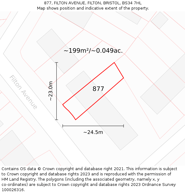 877, FILTON AVENUE, FILTON, BRISTOL, BS34 7HL: Plot and title map