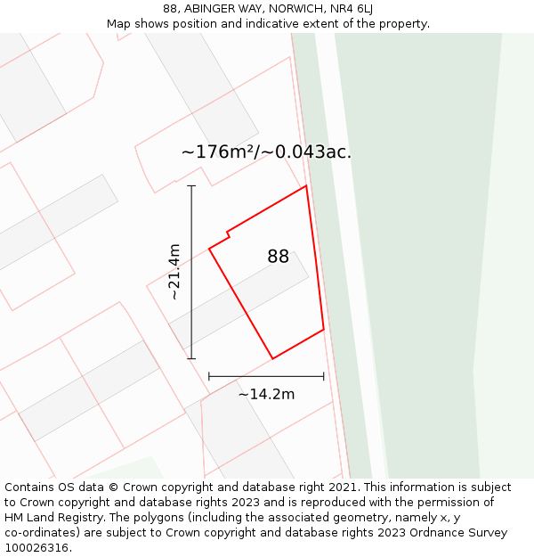 88, ABINGER WAY, NORWICH, NR4 6LJ: Plot and title map