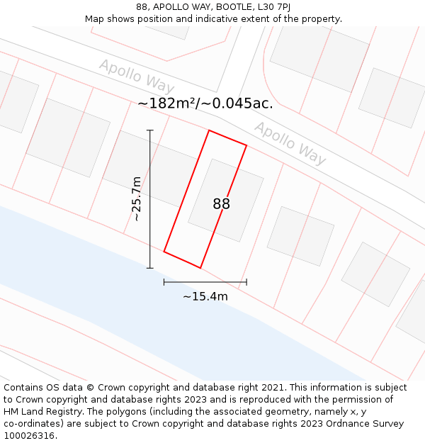 88, APOLLO WAY, BOOTLE, L30 7PJ: Plot and title map