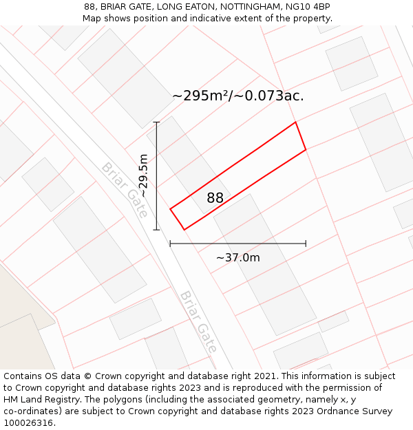 88, BRIAR GATE, LONG EATON, NOTTINGHAM, NG10 4BP: Plot and title map