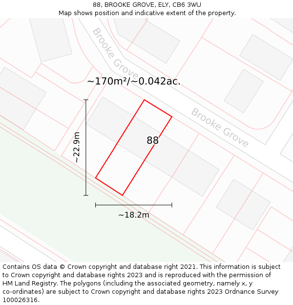 88, BROOKE GROVE, ELY, CB6 3WU: Plot and title map