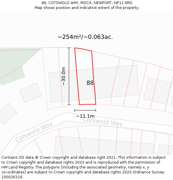 88, COTSWOLD WAY, RISCA, NEWPORT, NP11 6RG: Plot and title map