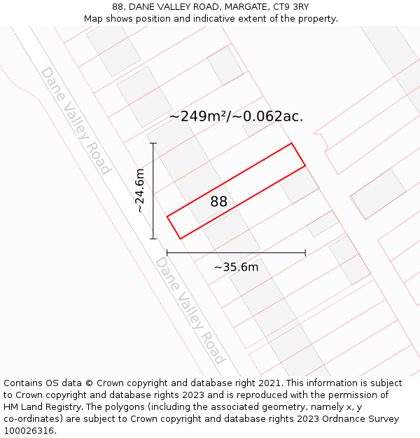 88, DANE VALLEY ROAD, MARGATE, CT9 3RY: Plot and title map