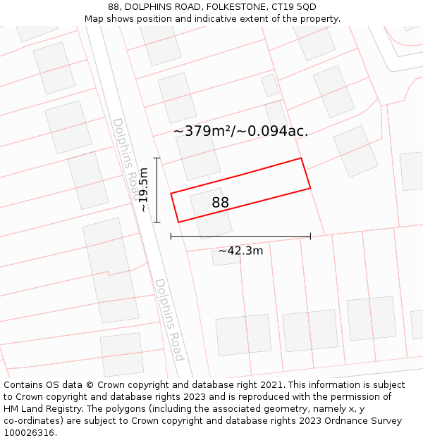 88, DOLPHINS ROAD, FOLKESTONE, CT19 5QD: Plot and title map