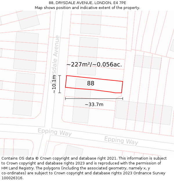 88, DRYSDALE AVENUE, LONDON, E4 7PE: Plot and title map