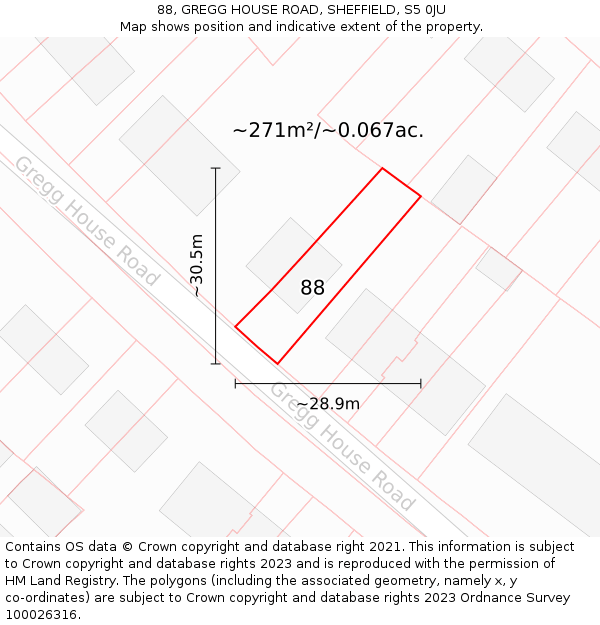 88, GREGG HOUSE ROAD, SHEFFIELD, S5 0JU: Plot and title map