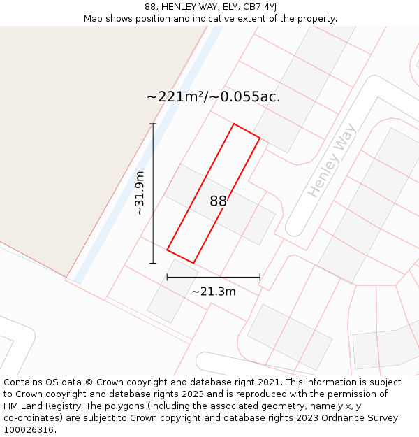 88, HENLEY WAY, ELY, CB7 4YJ: Plot and title map