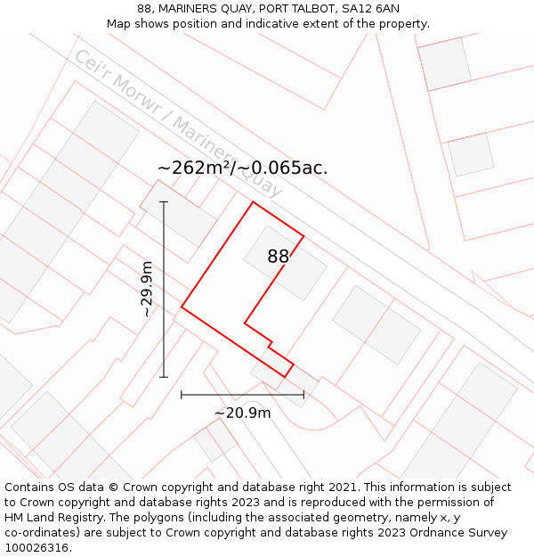 88, MARINERS QUAY, PORT TALBOT, SA12 6AN: Plot and title map
