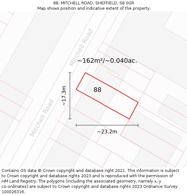 88, MITCHELL ROAD, SHEFFIELD, S8 0GR: Plot and title map