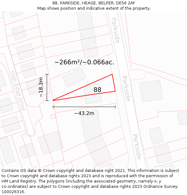 88, PARKSIDE, HEAGE, BELPER, DE56 2AF: Plot and title map