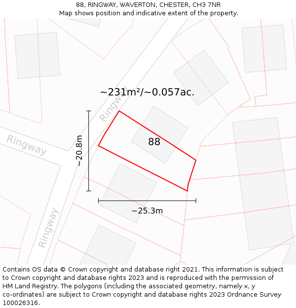 88, RINGWAY, WAVERTON, CHESTER, CH3 7NR: Plot and title map