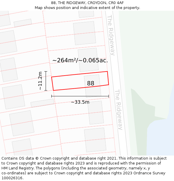 88, THE RIDGEWAY, CROYDON, CR0 4AF: Plot and title map