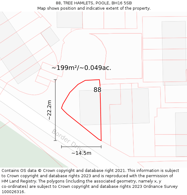 88, TREE HAMLETS, POOLE, BH16 5SB: Plot and title map