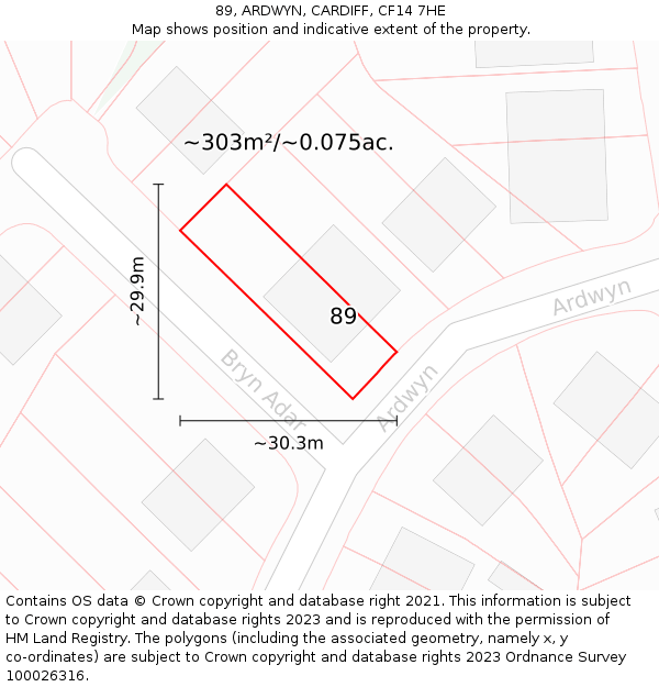 89, ARDWYN, CARDIFF, CF14 7HE: Plot and title map