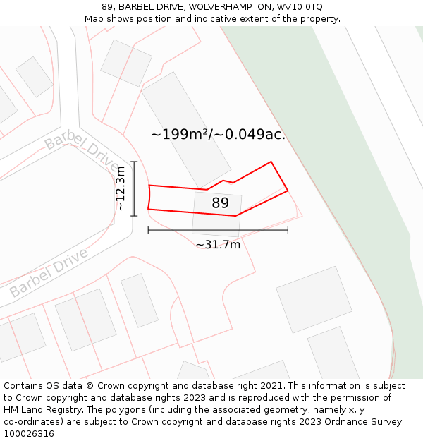 89, BARBEL DRIVE, WOLVERHAMPTON, WV10 0TQ: Plot and title map