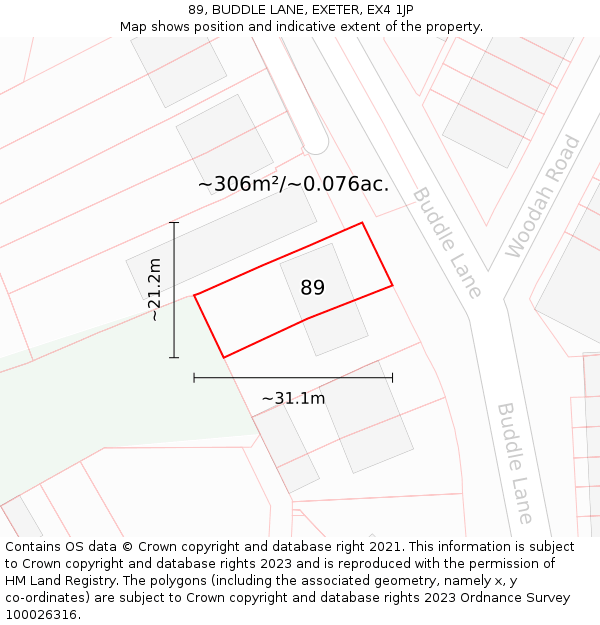 89, BUDDLE LANE, EXETER, EX4 1JP: Plot and title map